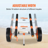 Heavy Duty Kayak Cart, 450lbs Load Capacity, Detachable Canoe Trolley Cart with 12`` Solid Tires, Adjustable Width & Nonslip Support Foot, for Kayaks Canoes Paddleboards Float Mats Jon Boats